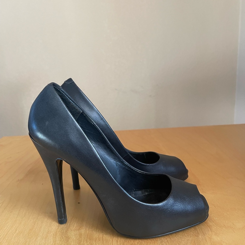 Aldo Black Peep Toe Heels